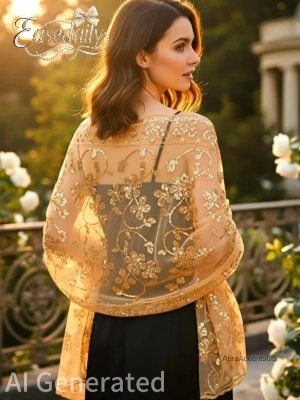 Sequin Sheer Pashmina Shawl Wrap for Wedding Bridal Evening Dress